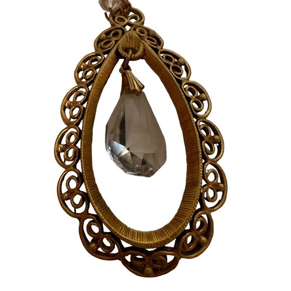 Tortolani Crislu VTG Crystals Beads Costume signed Necklace Makers Mark goldtone - Picture 8 of 16